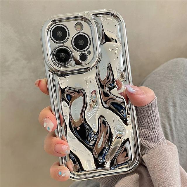 For iPhone 15 Pro Max Luxury 3D Meteorite Texture Plating Frame Phone Case For iPhone 11 12 13 14 16 Plus Soft Protective Cover