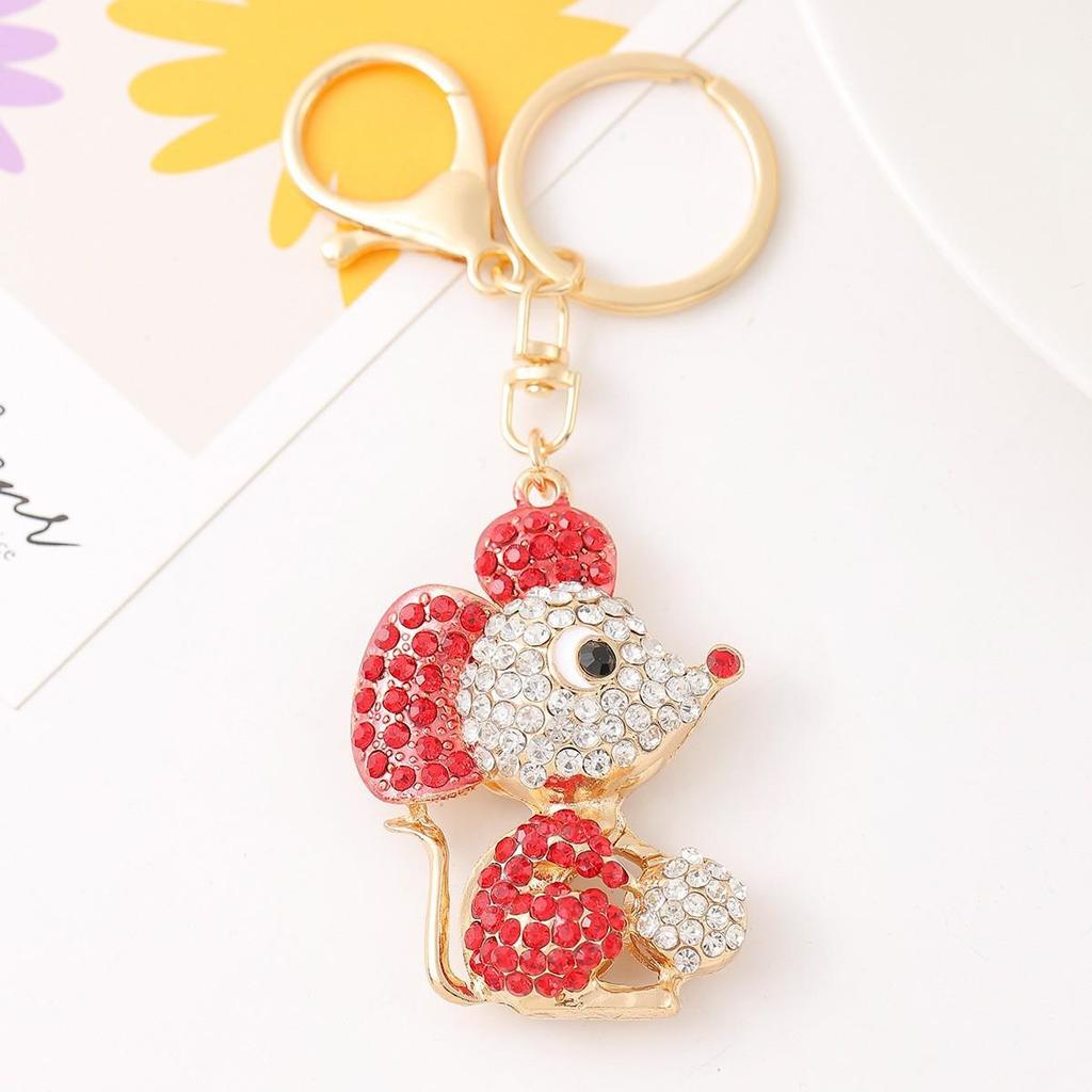 Colorful Rhinestone 3D Tiger Keychain and Metal Backpack Accessory