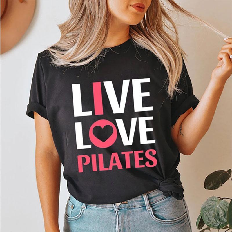 Žij Lásku Pilates Trička Módní Tričko pro Milovníky Pilates Léto Ležérní Kulatý Výstřih Volné Tričko