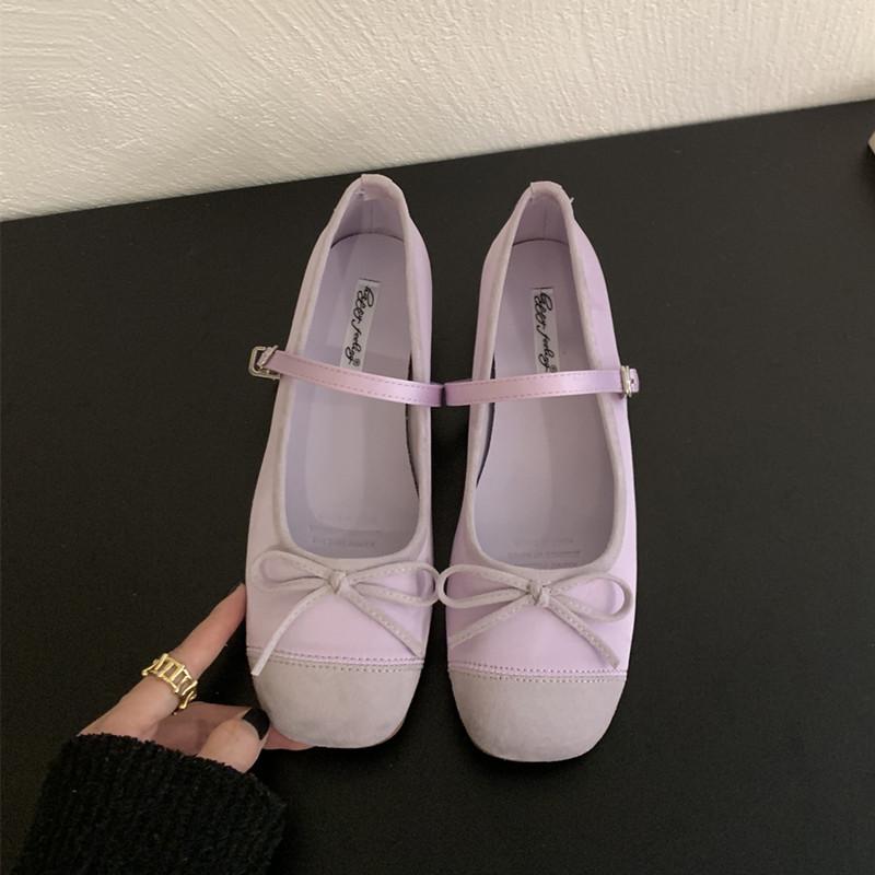

Мода Bailamos 2025 Новые женские балетки Дамские повседневные туфли Мэри Джейн Мягкая подошва Уличные туфли для платья Круглый носок Туфли-балетки 40 фиолетовый