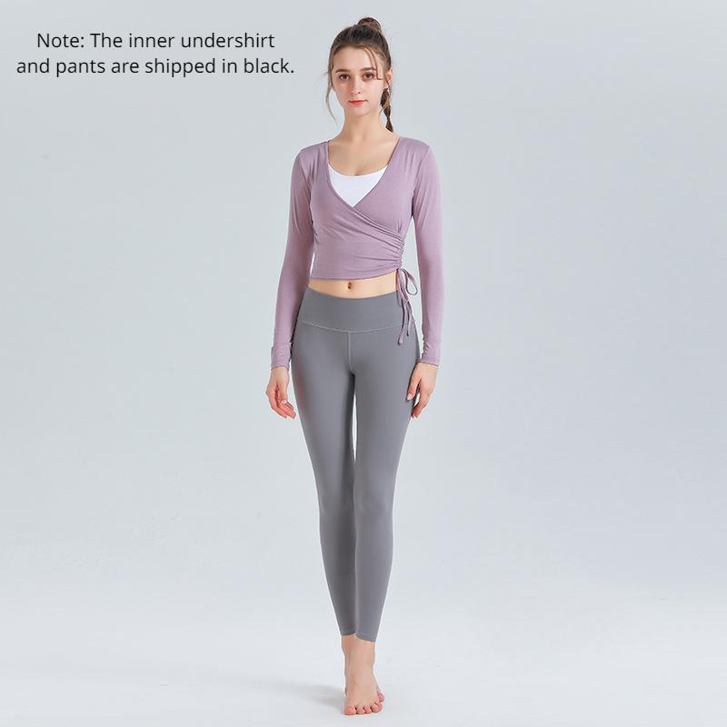 

Новый комплект одежды для йоги телесного цвета, женские топы для упражнений с влагоотводом и потоотделением, одежда для йоги и фитнеса с высокой талией, костюм из трех предметов M фиолетовый/чёрный