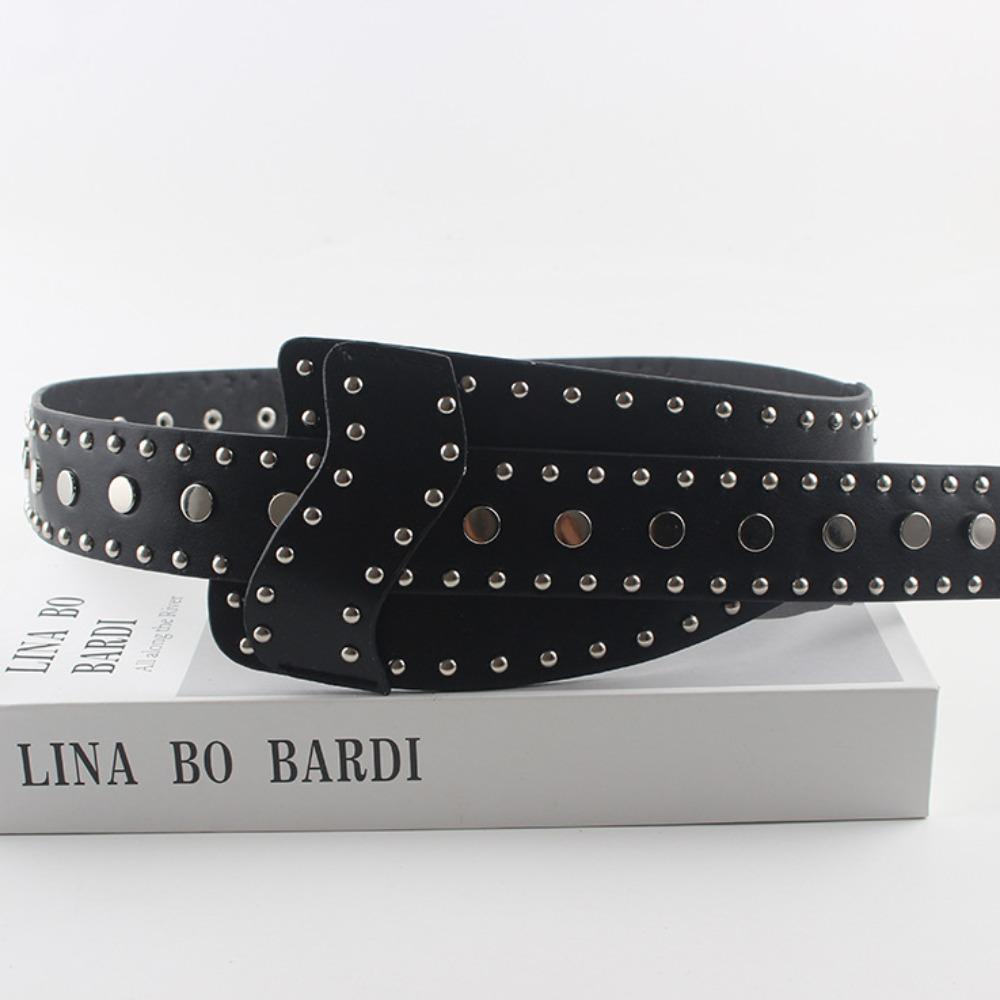 Y2K Rivet Waistband Harajuku PU Leather Belt Streetwear Wide Waistband Clothing Accessories