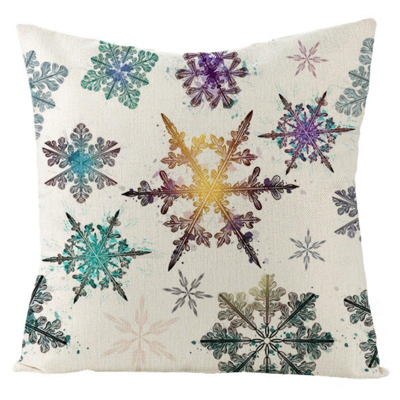 New Christmas Snowman Christmas Tree Linen Pillow Cover Festive Home Sofa Pillow Cover