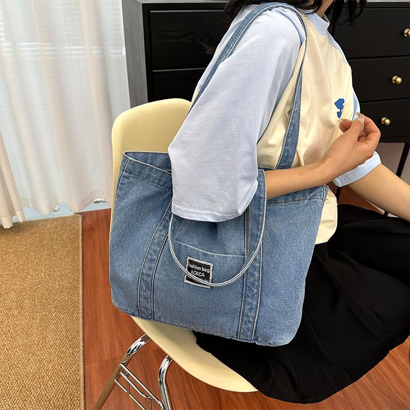 Trendy Street Style Canvas Tote Bag For Women Large Capacity Shoulder Bag