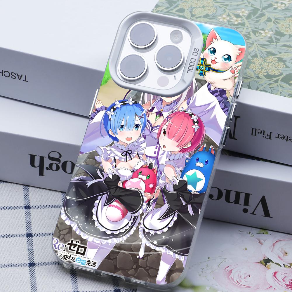 ReZero Rem Ram White Translucent Mobile Phone Case for iPhone 17 16 15 14 13 12 11 X XR XS Air Pro Max Plus Colorful Cover