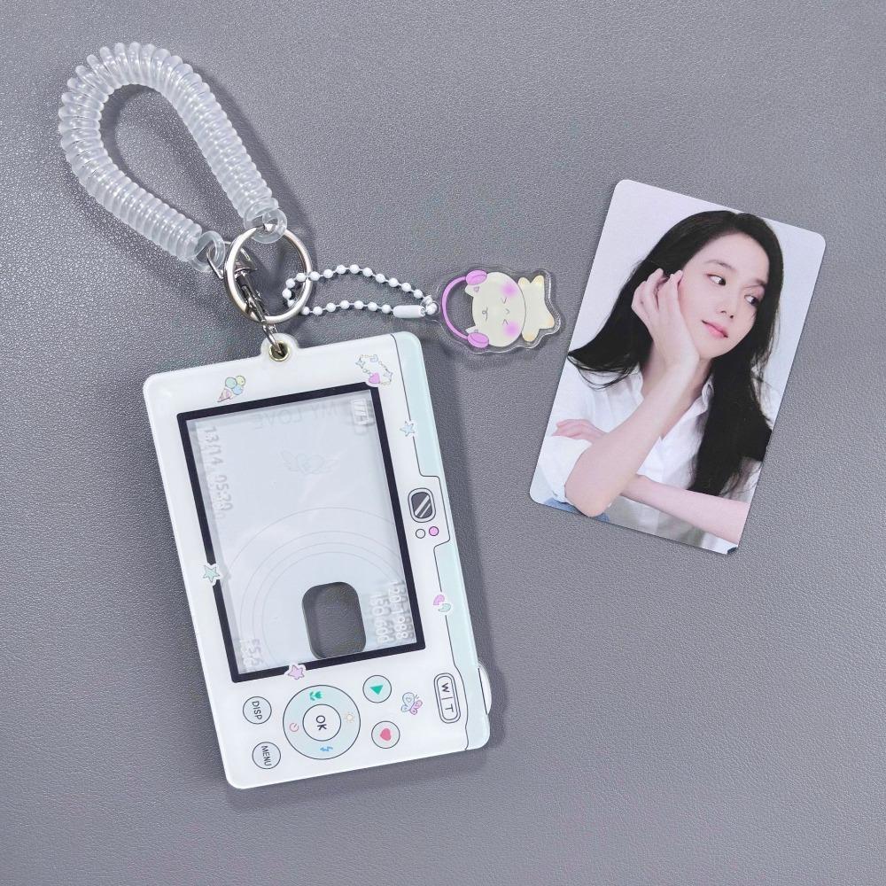 Acrylic Idol Photo Card Sleeves Keychain Student ID Badge Holder Portable Kpop Photocard Holder