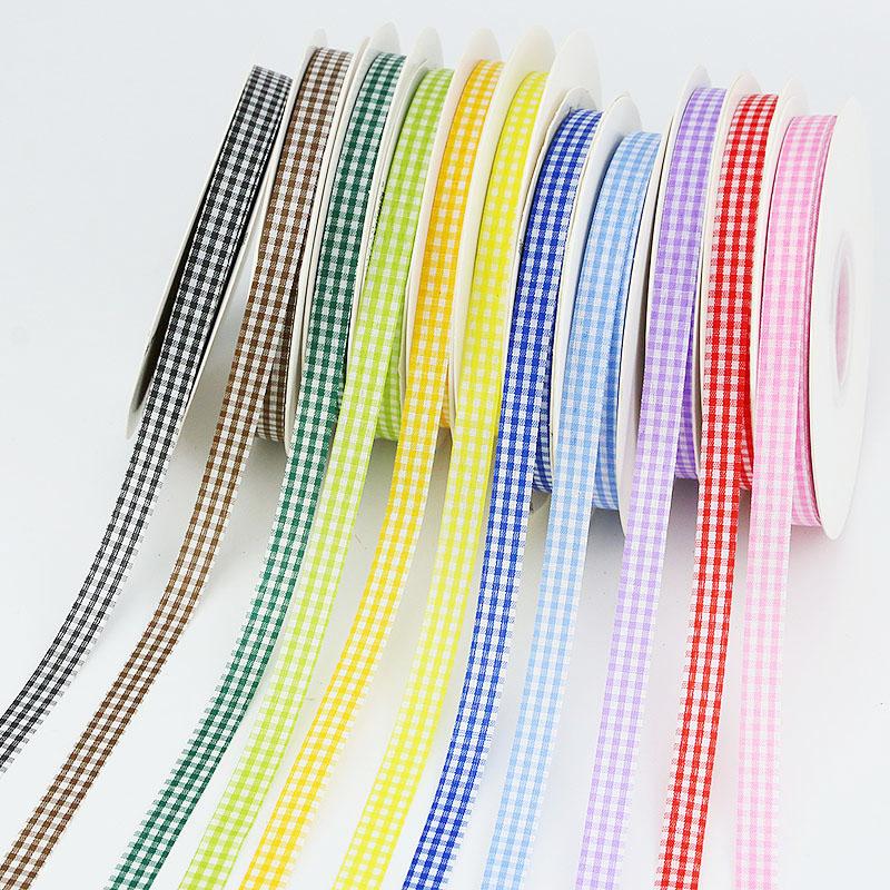 (50 Yards/roll) Width 1Cm Grid Ribbon Diy Gift Decoration Belt Hairclip Bow Design Diy