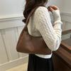Autumn fashion niche commuting simple solid color casual large capacity retro portable underarm crescent bag