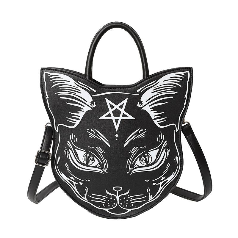 

Women s shoulder bag PU Leather Harajuku style cat crossbody bag чёрный