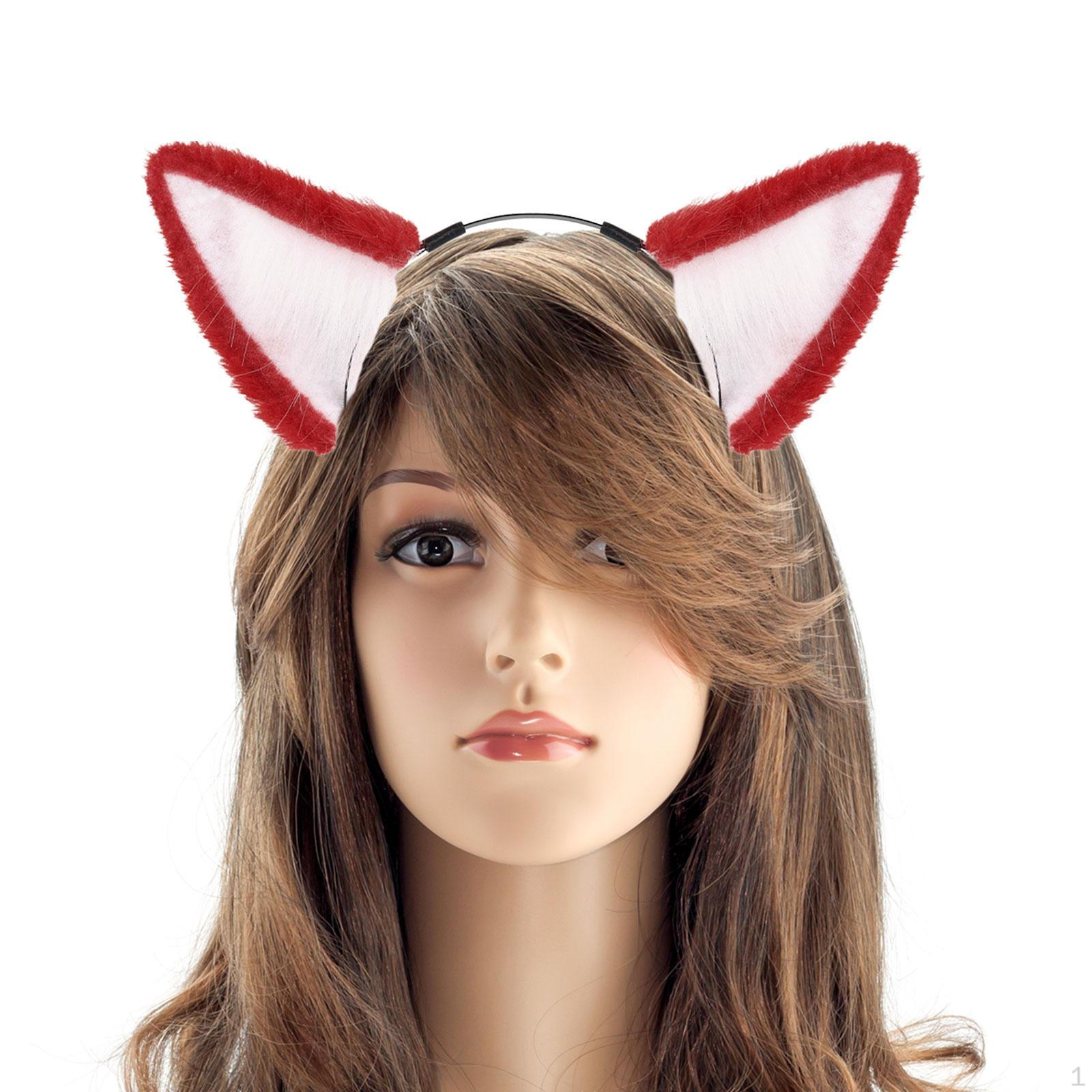 

Обруч для волос с ушками животных, милые уши для косплея, аниме, нарядное платье, декор для вечеринки красный