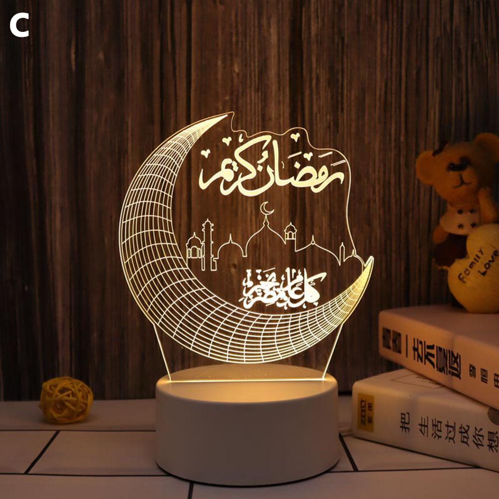 EID Mubarak Acrylic LED Ornament Night Light Ramadan Kareem Decoration Home 2026 Islamic Muslim Festival Party Gifts