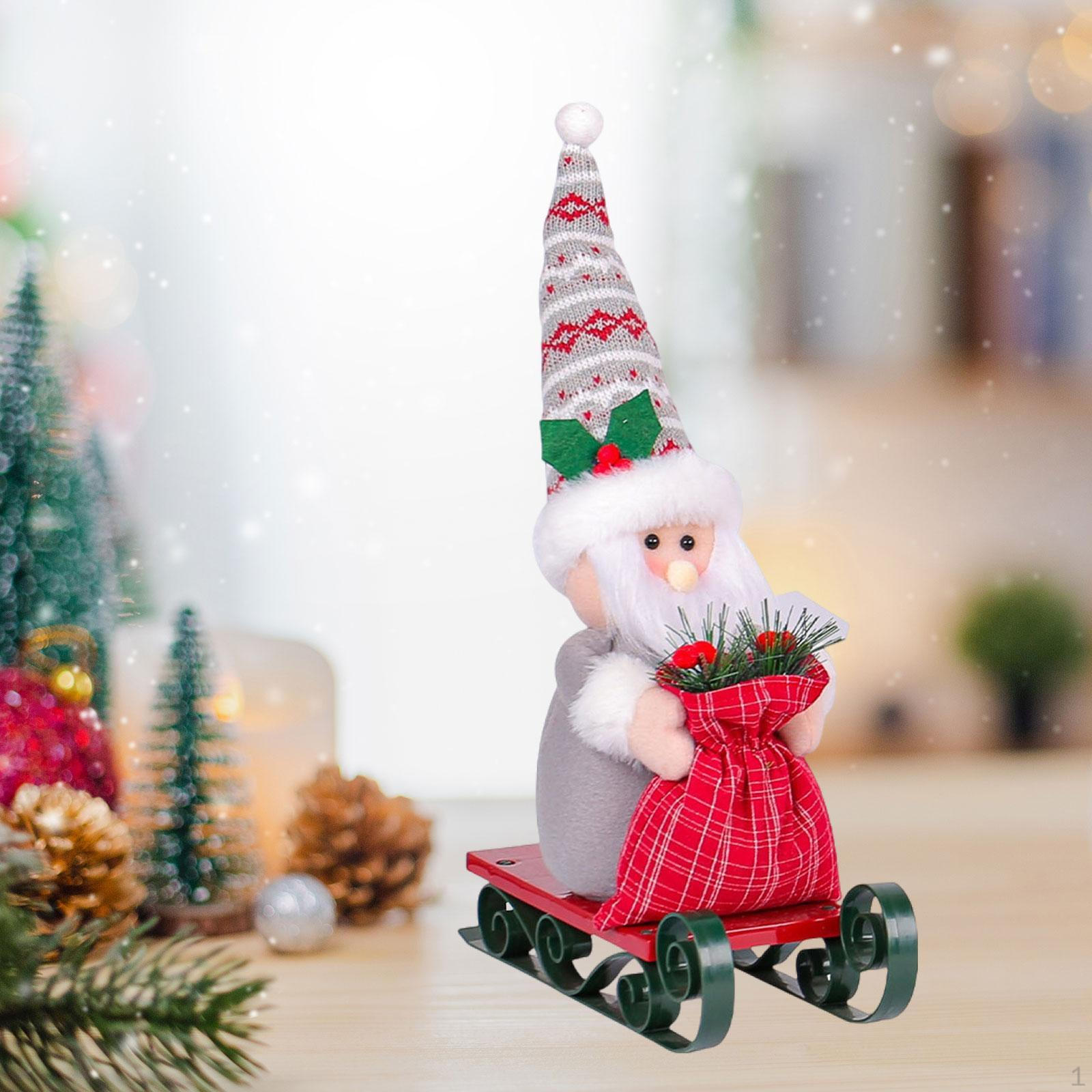 

Christmas Ornament Decoration, Home Decor, Display Santa Claus Sleigh Decoration Gray knitted hat