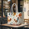 Cute Chicken Pumpkin Print Tote Bag Fashion Casual Large Capacity Daily Shoulder Handbag
