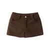Unisex Spring Khaki Corduroy High-Waist Wide-Leg Shorts - Slimming Coffee Color, Single Button Closure