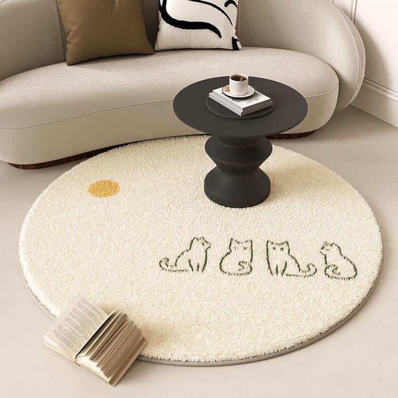 Living Room Circular Carpet Sofa Coffee Table Carpet Balcony Light Luxury Circular Plush Thick Floor Mat