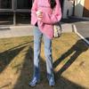 2025 Bell-Bottom High-Waist Denim Jeans - Slimming, Elastic, Floor-Length Pants for Spring and Autumn