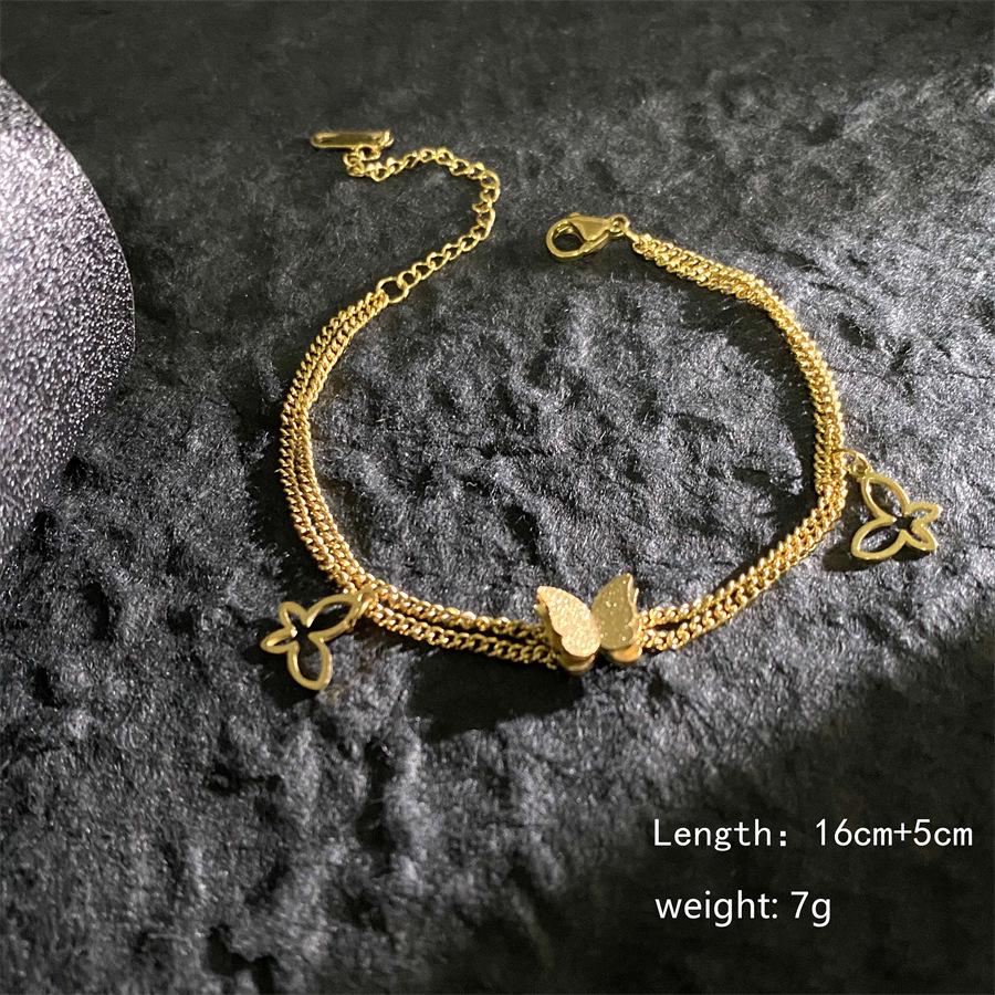 Europäischer & Amerikanischer Hip-Hop Stil Doppel-Lagen Titanarmband mit Römischen Ziffern & Kleeblatt-Anhänger