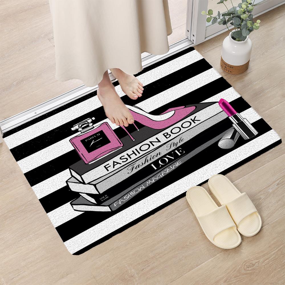 Modern Perfume Cosmetic Pattern Entrance Doormat Carpet Bedroom Decoration Bathroom Rug Home Bath Door Anti-Slip Foot Mat