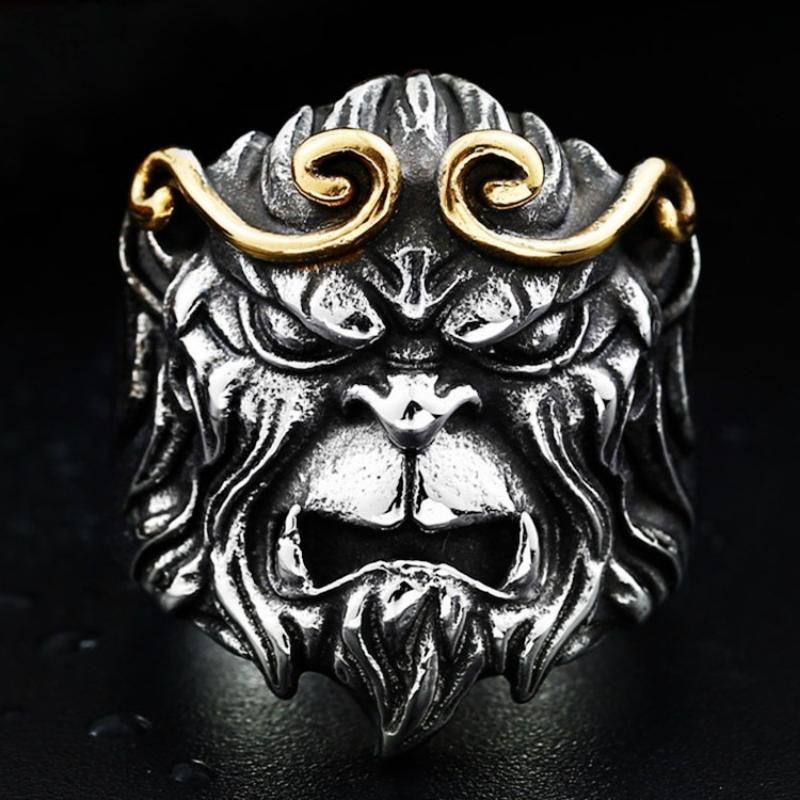 Retro Tight Metal Ring, Beautiful Monkey Head Ring, Fighting and Defeating Buddha Ring