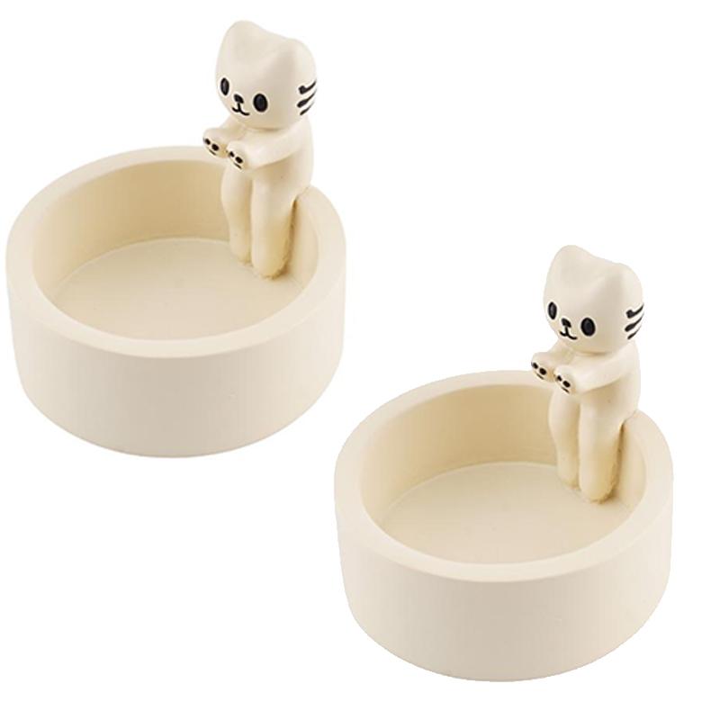 Cute Kitten Candle Holder Mini Christmas Aromatherapy Candlestick Valentine's Day Birthday Gift Ornament Desktop Shelf Decor
