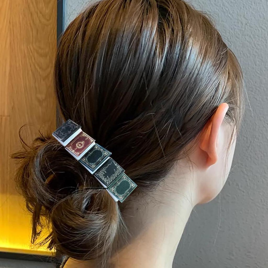 Novelty Ancient Books Shape Hair Clip Carnival Photography Hairpin for Woman Girls Maillard Look Braids Taking Photo