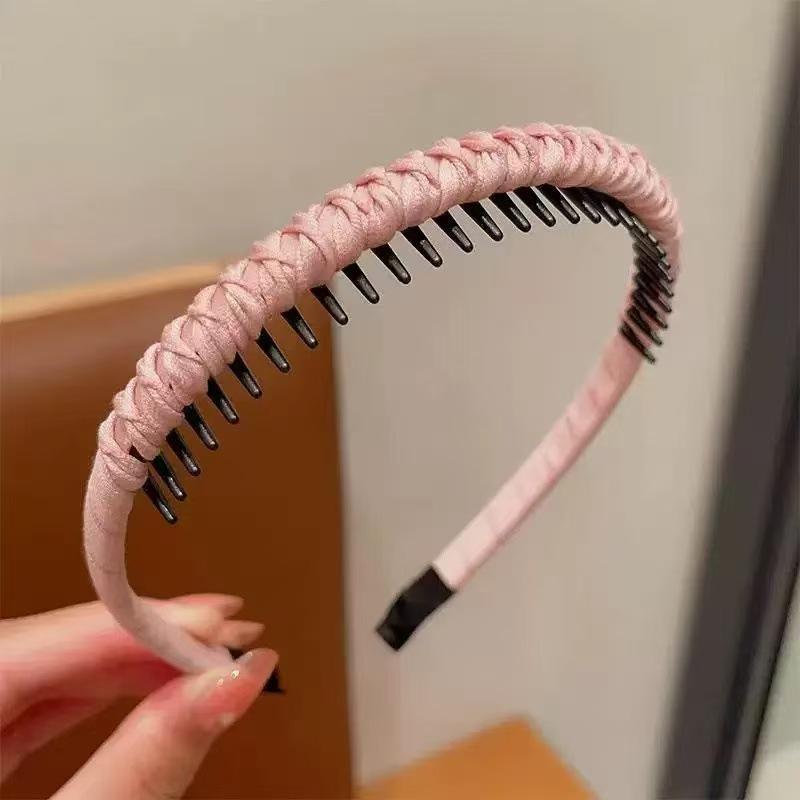 Rutschfestes dünnes geflochtenes Stirnband mit Zähnen für Damen - Ideal zum Waschen des Gesichts und Styling