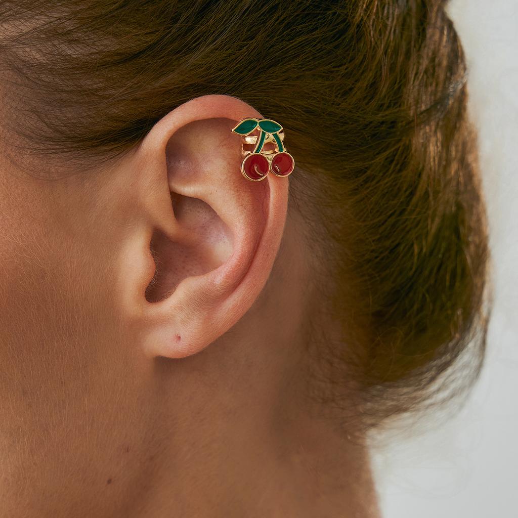 Fresh Fruit Strawberry Ear Bone Clip Earrings Simple Irregular Metal Oil Drip Earrings Female