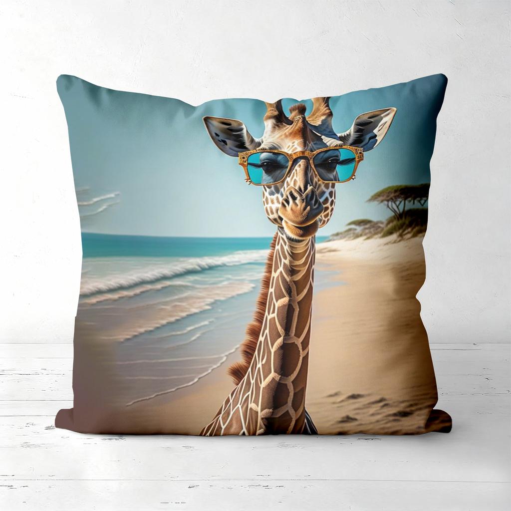 Giraffe Elephant Beach Pillows with Nature Scenes Polyester pillowcase, sofa decorative cushion cov Headboard Pillow