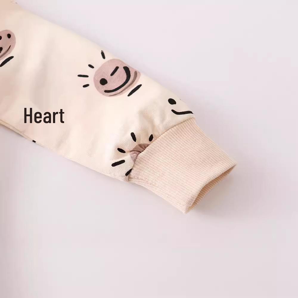 Autumn Cartoon Long-Sleeve Round Neck Sweatshirt for Girls - Casual Cotton Terry Kids' Top