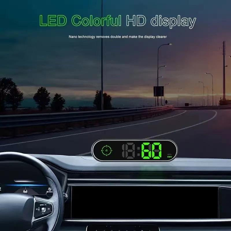 Car Head Up Display Gps Digital Speedometer With Colorful Led Display Clock & Function Overspeed Alarm For Car Truck Suv Rv