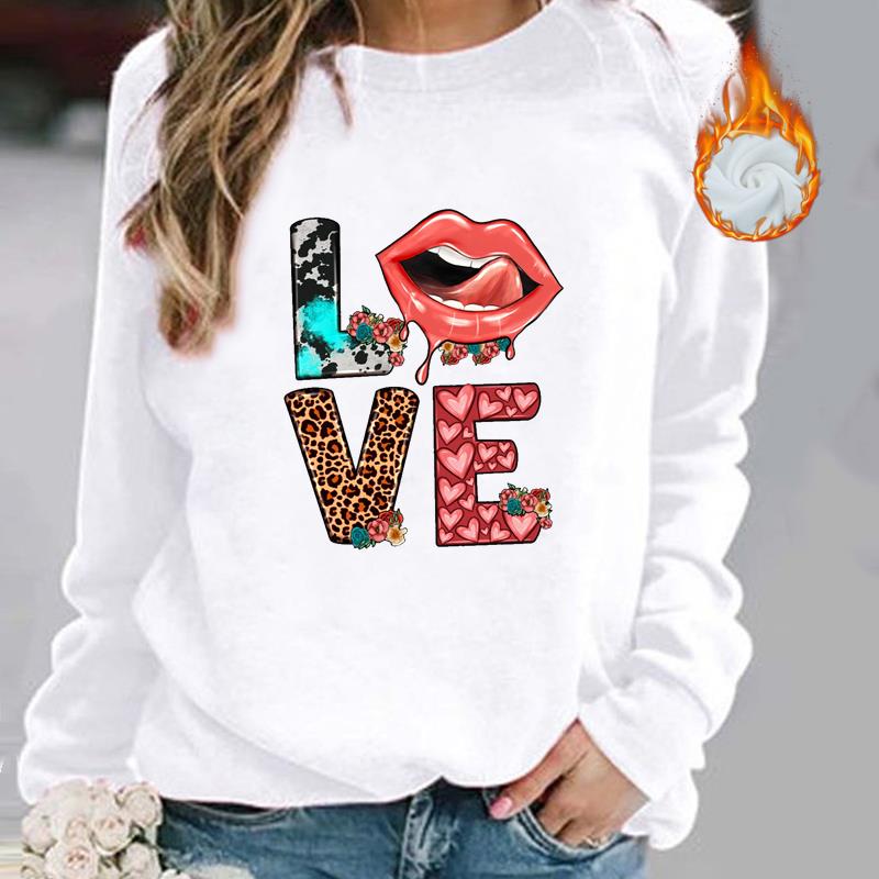 

(Азиатский размер) Женский принт «Любовное письмо», тренд 90-х годов, осень-осень-зима, женские весенние модные повседневные пуловеры, флисовая одежда, толстовки с графикой