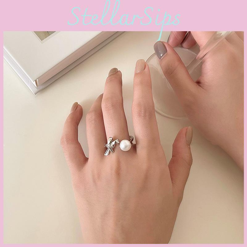Elegant Butterfly Knot Ring For Women With Adjustable Size Chic Pearl Design For 2023 Spring Fashion