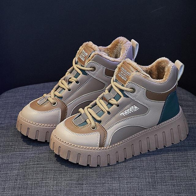 Snow Boots Women Platform Winter Sneakers Fashion Mixed Colors Plus Velvet Warm Ankle Boots Female Comfort Cotton Shoes Footwear