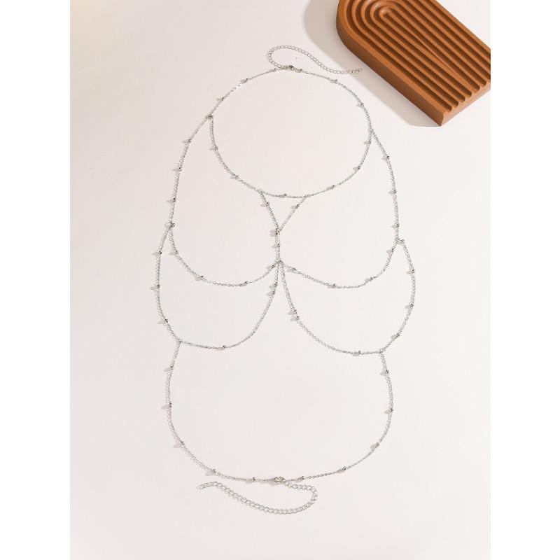 Women Sexy Tassel Round Bead Body Chain Bikini Chest Waist Jewelry