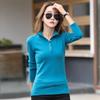 Cotton Turtleneck Tee Shirt Spring Femme Korean Long Sleeve T-shirt Button Women Casual Tops De Solid Camisetas Mujer