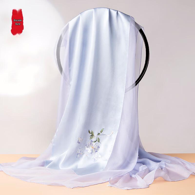 Zhijinlou Hand-Embroidered Su Embroidery Mulberry Silk Scarf & Shawl
