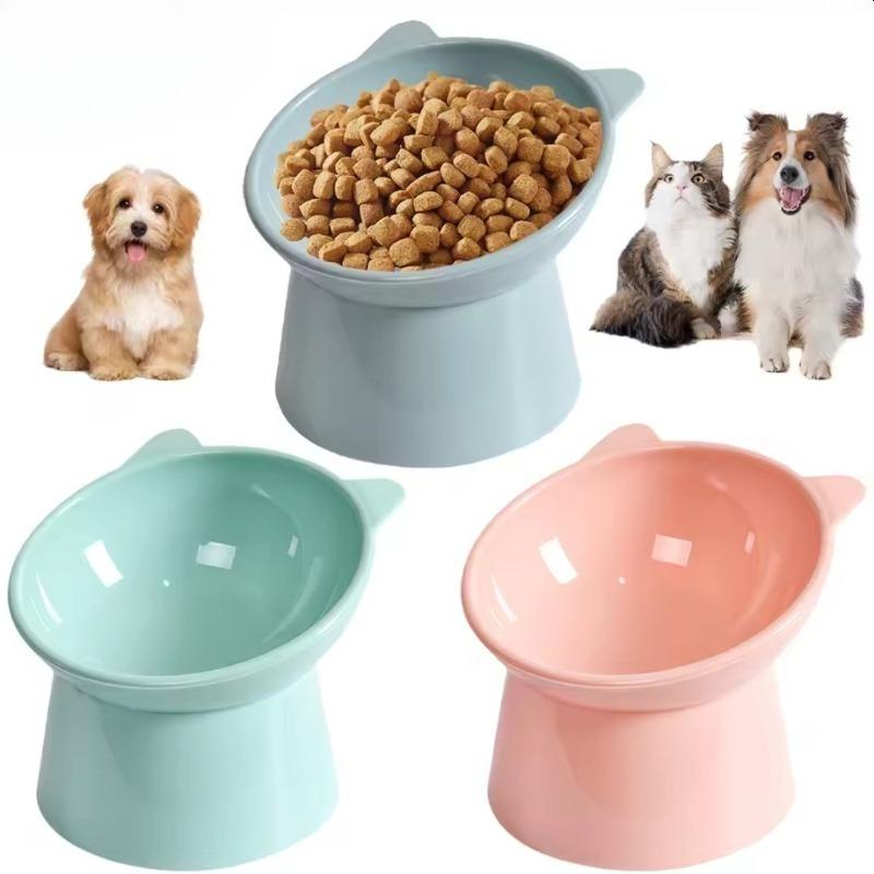 Cat Ear Elevated Slanted Pet Bowl - Cervical Protection Anti-tip Wide-mouth Feeder for Cats Dogs, for Daily Feeding