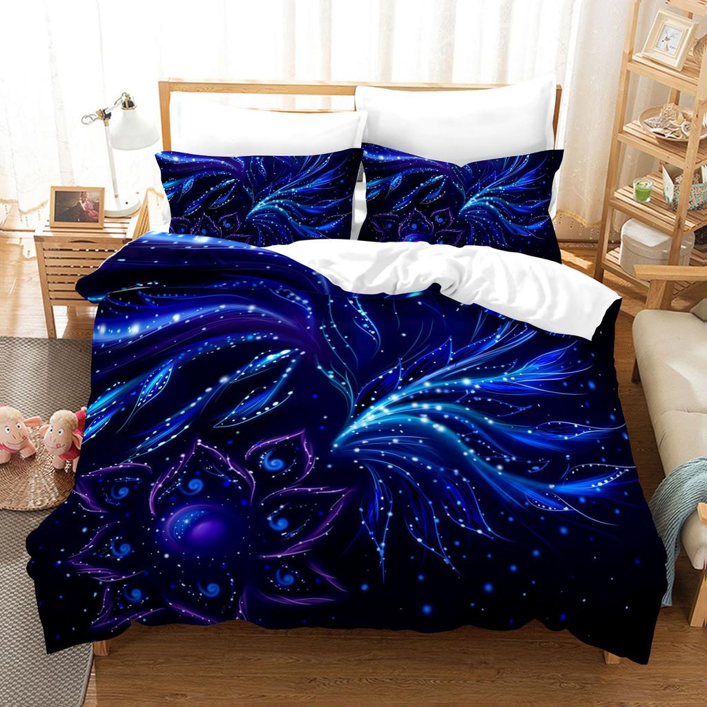 3pcs Bedding Set Beautiful Flowers Print Duvet Cover Set Single Double King Size Bed Set for Adult Home Bedroom with Pillow Case