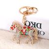 Sparkling Horse Keychain Colorful Rhinestone Enamel Horse Keychain Good Luck Horse Charm with Key Ring Gift for Friends Men Women