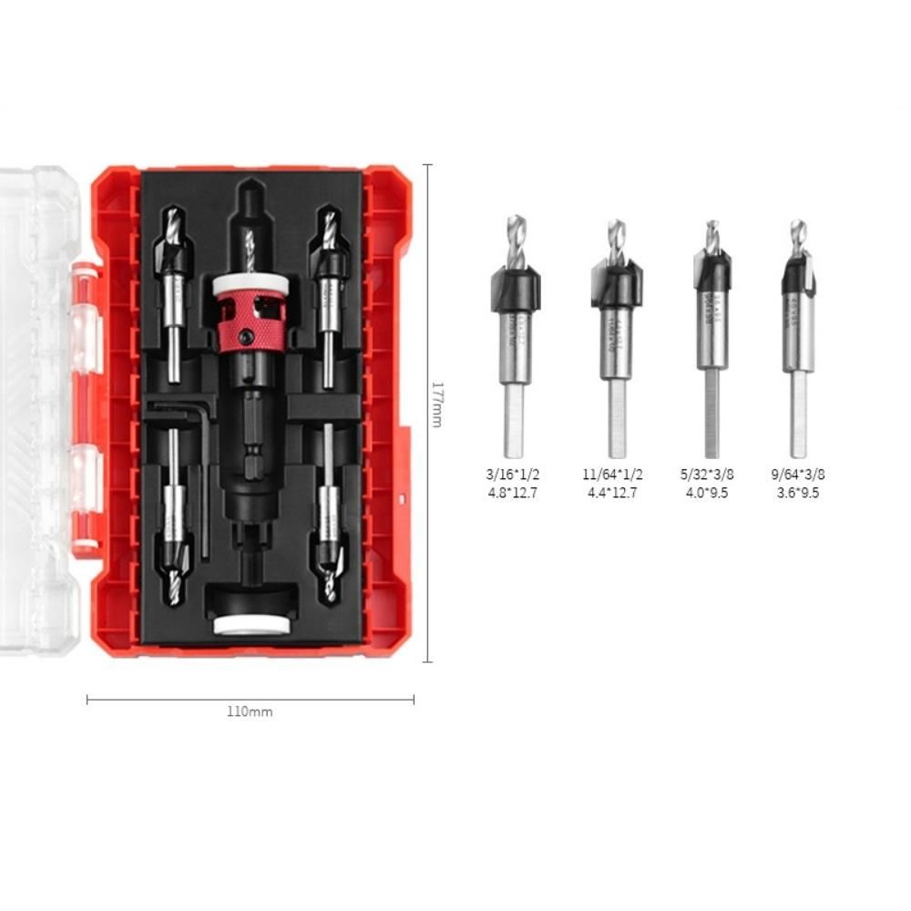 Countersunk Set with Limiter Countersunk Drill Tool Drilling Countersunk Head Taper Drill Bit Woodworking Ladder Drill Kit Tools