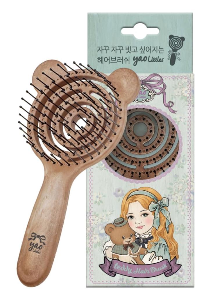 Yao Littles Hair Brush Hair Beautiful Scalp Scalp Gentle On Gentle On Home Static Washable with 3D Approach Air Reduces Blow Made In Korea (Bear