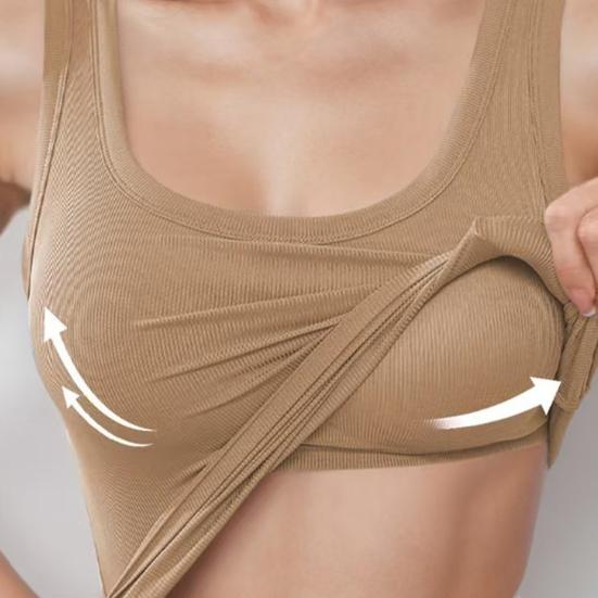 Yoga Vest Super Soft Stretch Fabric Built-in Bra Camisole Square Neck Sleeveless Slim Fit Layering Tops Activewear