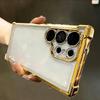 Transparent Phone Case For Samsung Galaxy S26 S25 S24 Ultra Plus S26Ultra Cases Plating Shockproof Bumper Clear Cover