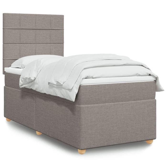 VidaXL Sommier à lattes de lit avec matelas Taupe 90x200 cm Tissu 3291167