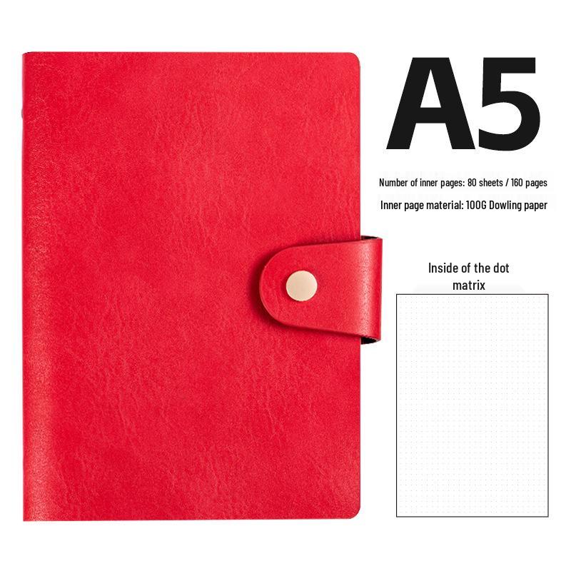 A5 Retro Cowhide Leather Business Notebook with Buckle Binder