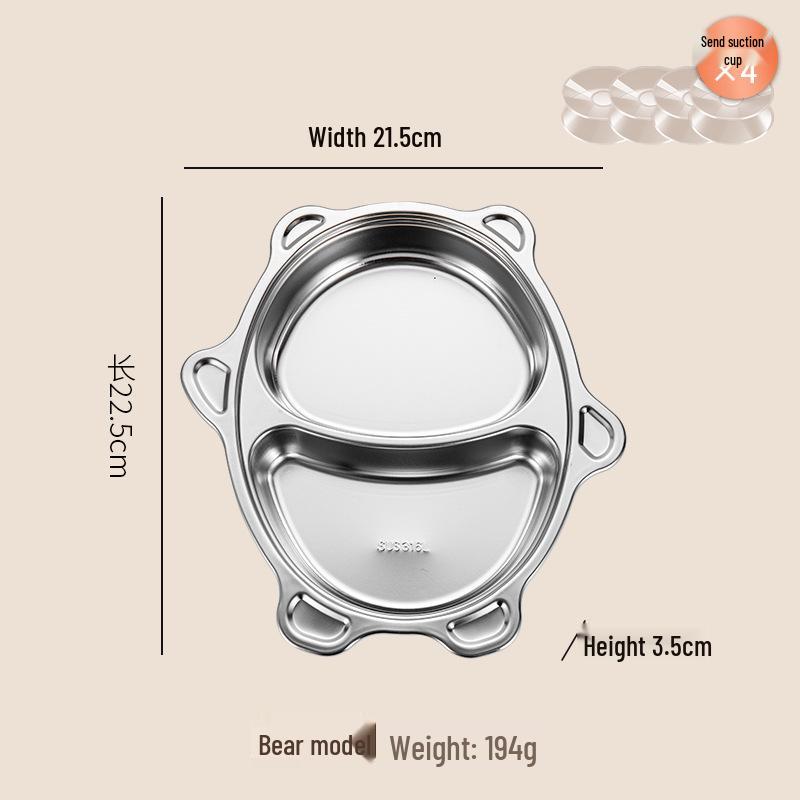 316 Stainless Steel Children's Divided Plate - Food Grade Infant Tableware for Boys & Girls