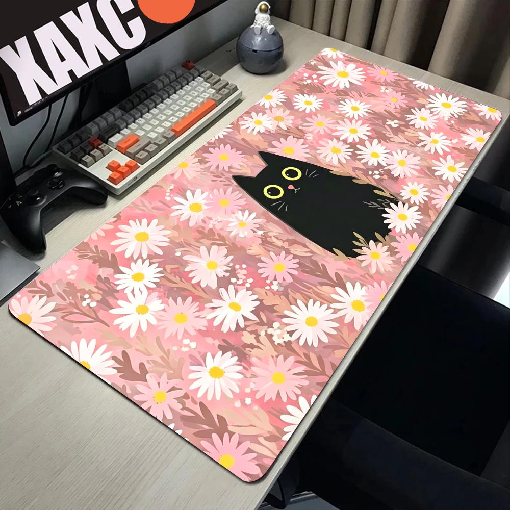 HYBXAXC Daisy Cute Cat Mouse Pad Computer Accessories Office Game Table Mats Rubber Anti-slip Keyboard Mousepad Desk Pad 40X90