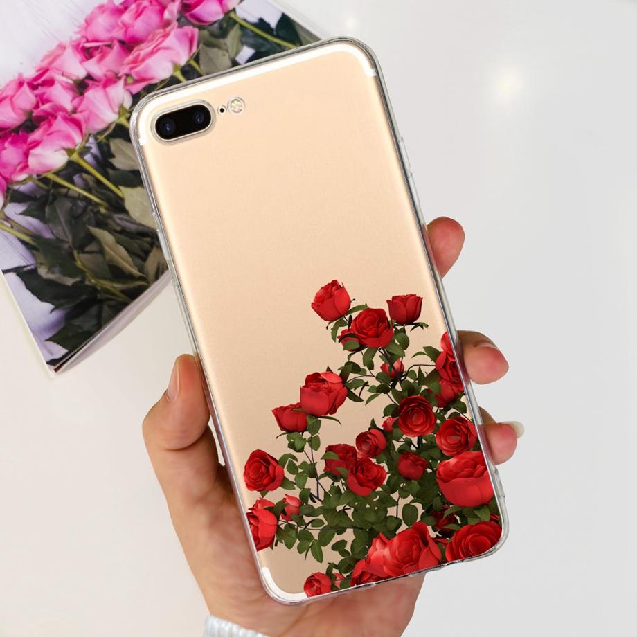 Per iPhone 7 8 7Plus 8 Plus Custodia per Telefono iPhone SE 2020 Cover Posteriore Morbido TPU Silicone Trasparente Paraurti Fiore Farfalla Coque Borsa
