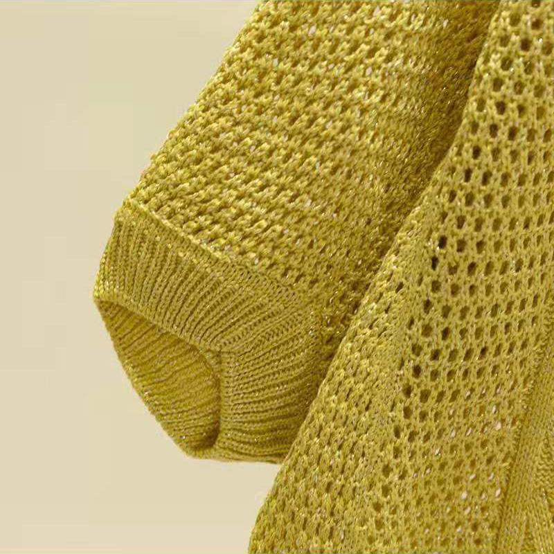 Pull à manches creuses en tricot fin et ample pour femme