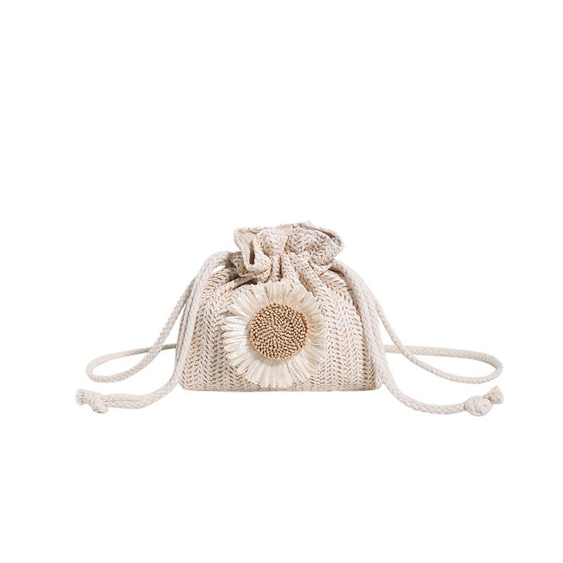 Woven Bag New Trendy 2025 Spring and Summer Straw Woven Cute Bucket Bag Simple Personality Girl Straw Woven Shoulder Messenger Bag